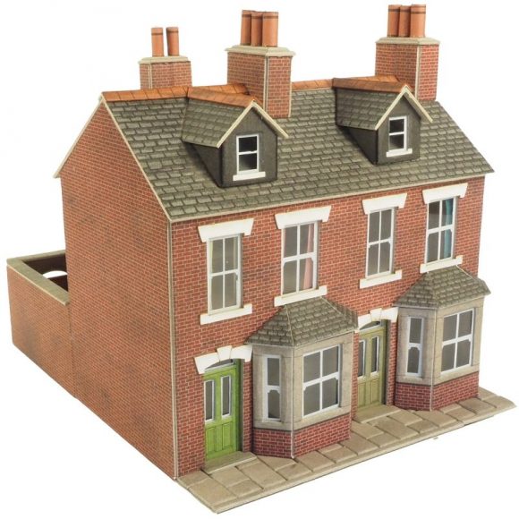 METCALFE PO261 00/H0 SCALE TERRACED HOUSES IN RED BRICK The Pump